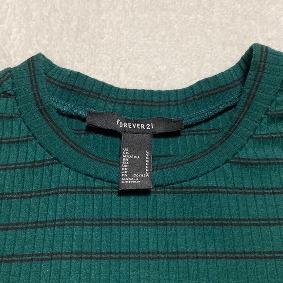 Forever 21 Long Sleeve Ribbed Striped Crop Top Large - Picture 2 of 7